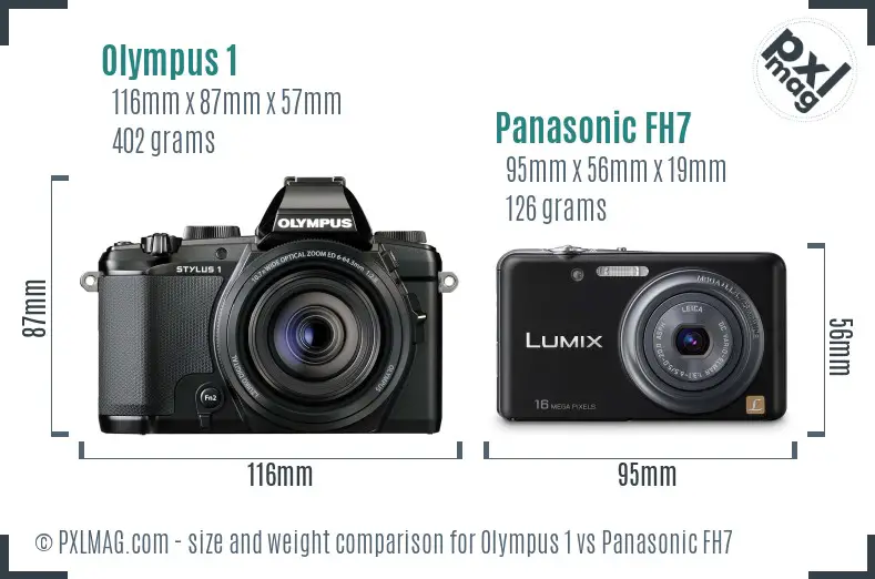 Olympus 1 vs Panasonic FH7 size comparison