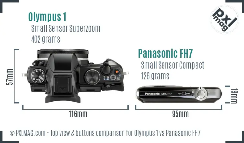 Olympus 1 vs Panasonic FH7 top view buttons comparison