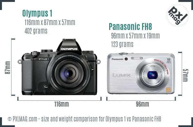 Olympus 1 vs Panasonic FH8 size comparison