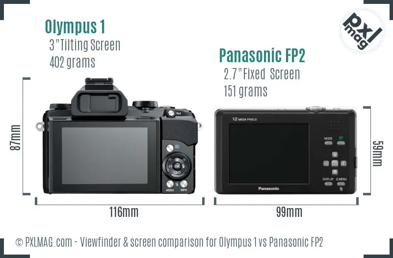 Olympus 1 vs Panasonic FP2 Screen and Viewfinder comparison