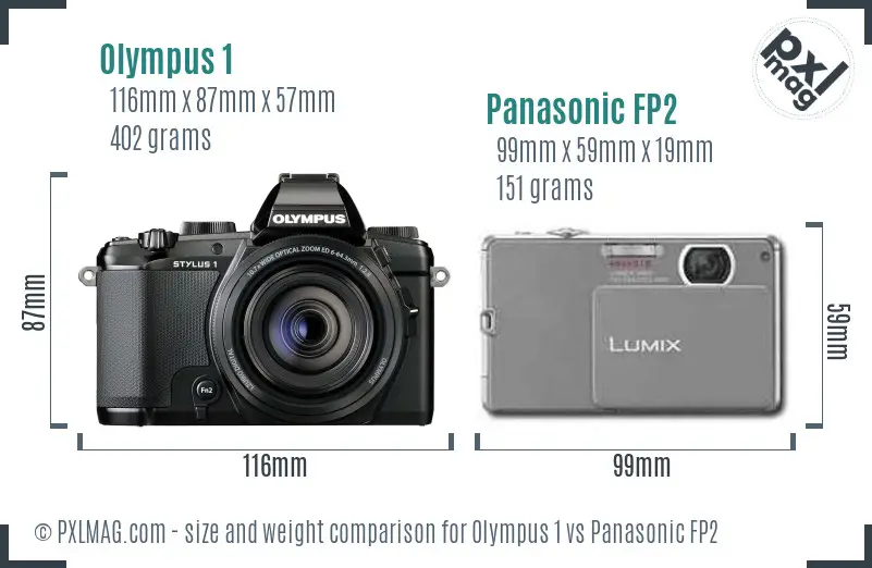 Olympus 1 vs Panasonic FP2 size comparison