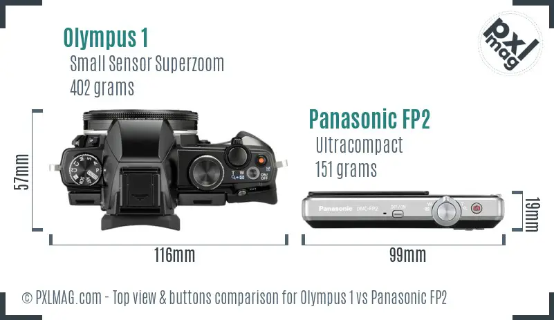 Olympus 1 vs Panasonic FP2 top view buttons comparison