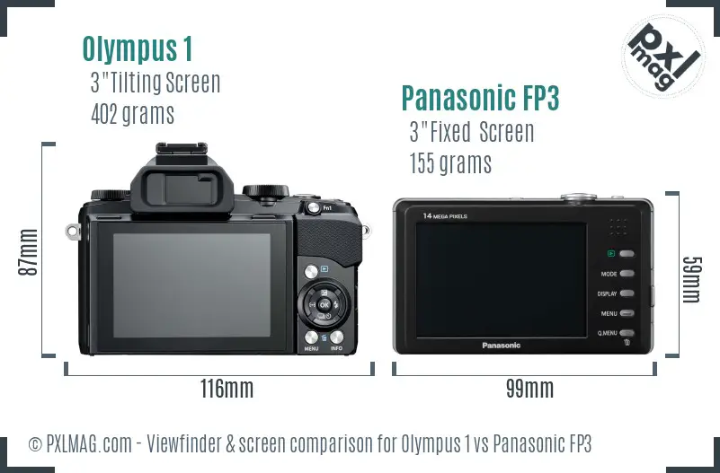 Olympus 1 vs Panasonic FP3 Screen and Viewfinder comparison