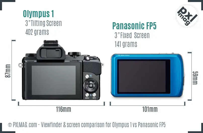 Olympus 1 vs Panasonic FP5 Screen and Viewfinder comparison
