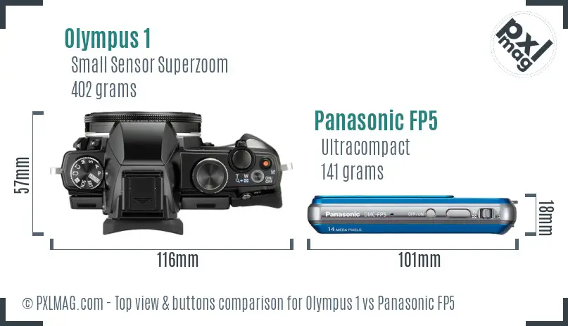 Olympus 1 vs Panasonic FP5 top view buttons comparison