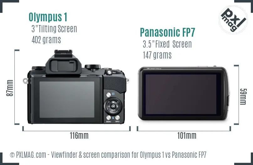 Olympus 1 vs Panasonic FP7 Screen and Viewfinder comparison