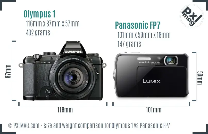 Olympus 1 vs Panasonic FP7 size comparison