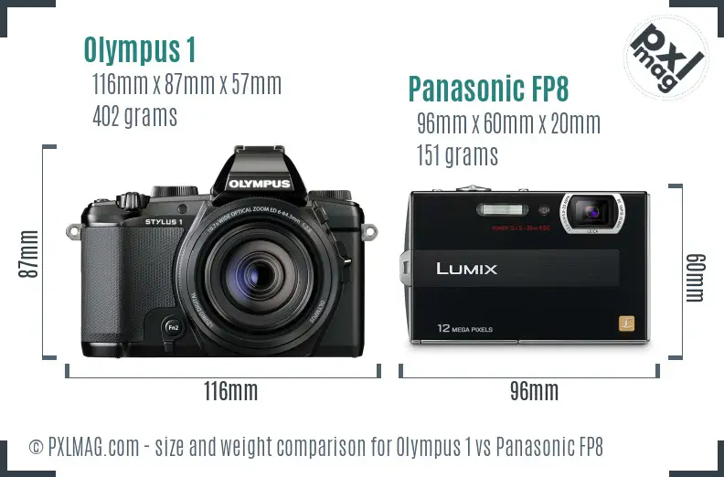Olympus 1 vs Panasonic FP8 size comparison