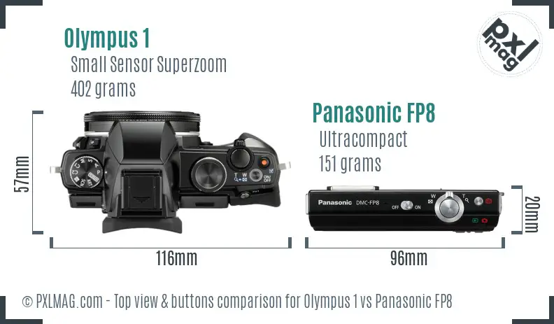 Olympus 1 vs Panasonic FP8 top view buttons comparison