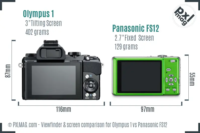 Olympus 1 vs Panasonic FS12 Screen and Viewfinder comparison