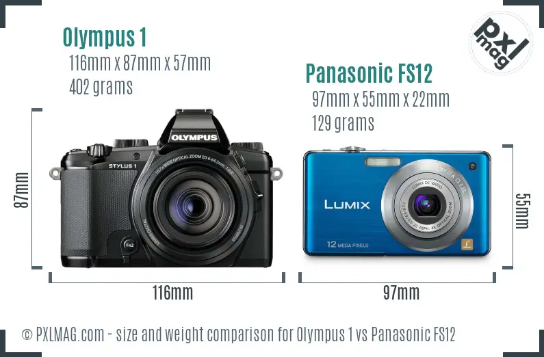 Olympus 1 vs Panasonic FS12 size comparison