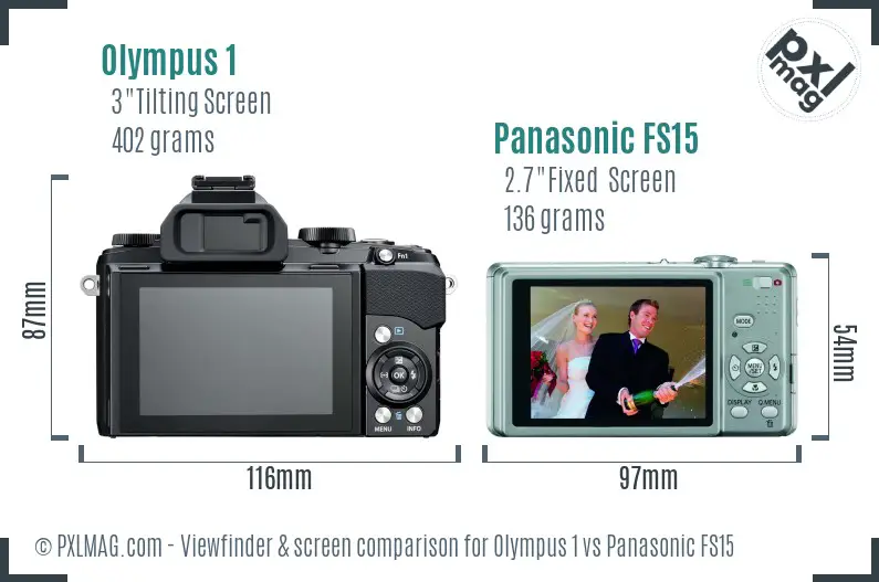 Olympus 1 vs Panasonic FS15 Screen and Viewfinder comparison