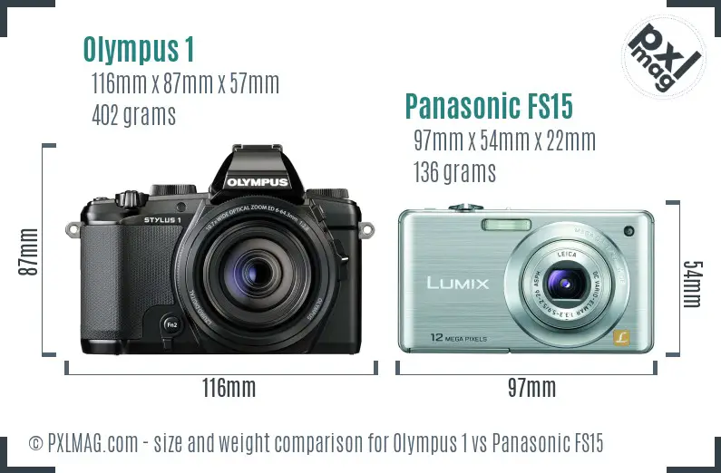 Olympus 1 vs Panasonic FS15 size comparison