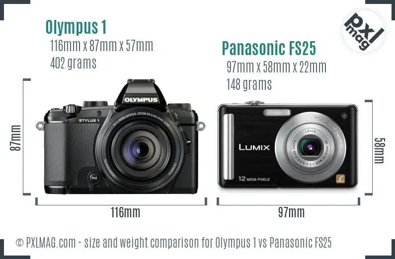 Olympus 1 vs Panasonic FS25 size comparison