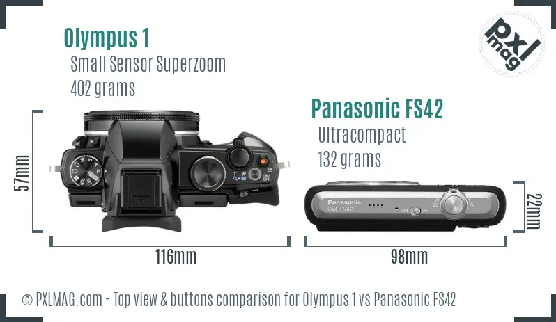 Olympus 1 vs Panasonic FS42 top view buttons comparison