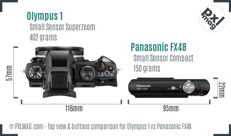 Olympus 1 vs Panasonic FX48 top view buttons comparison