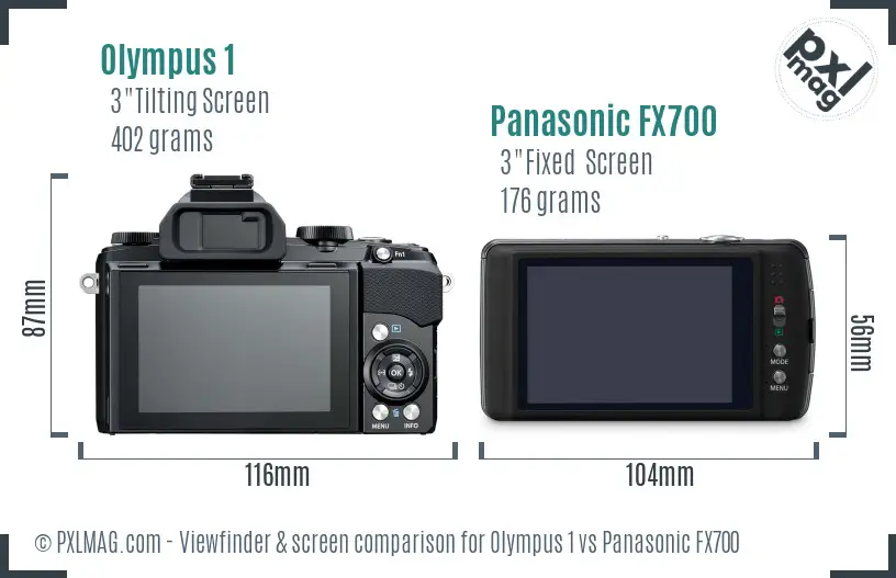 Olympus 1 vs Panasonic FX700 Screen and Viewfinder comparison