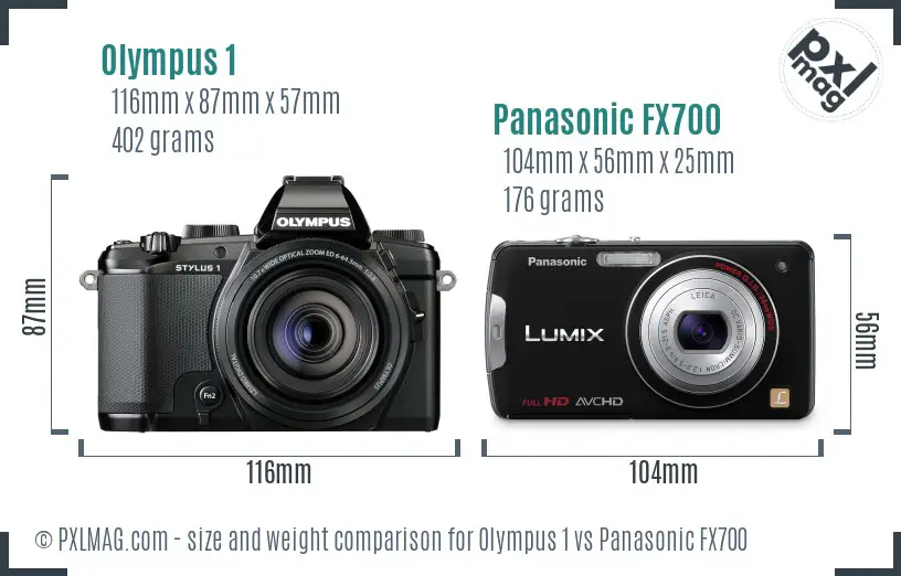 Olympus 1 vs Panasonic FX700 size comparison