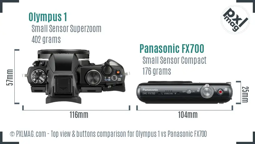 Olympus 1 vs Panasonic FX700 top view buttons comparison