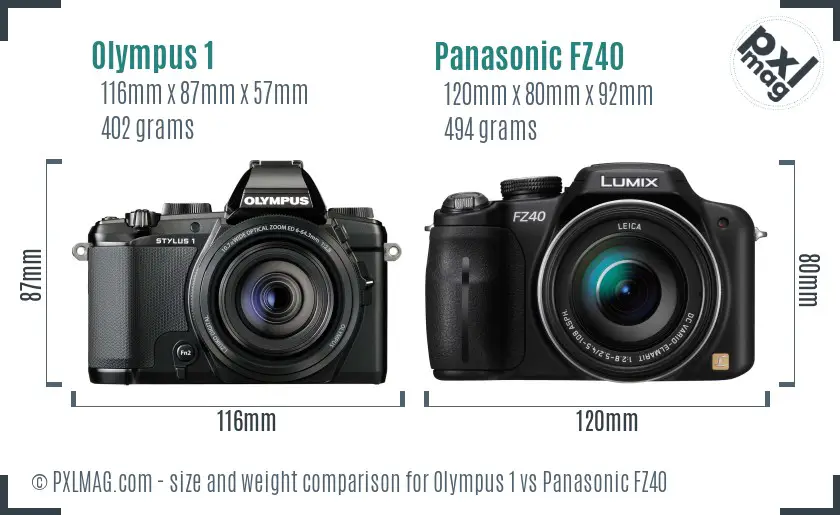 Olympus 1 vs Panasonic FZ40 size comparison