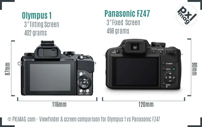 Olympus 1 vs Panasonic FZ47 Screen and Viewfinder comparison