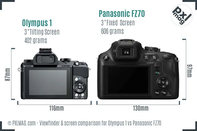 Olympus 1 vs Panasonic FZ70 Screen and Viewfinder comparison