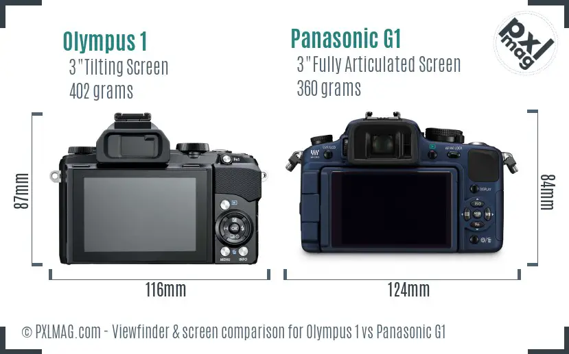 Olympus 1 vs Panasonic G1 Screen and Viewfinder comparison