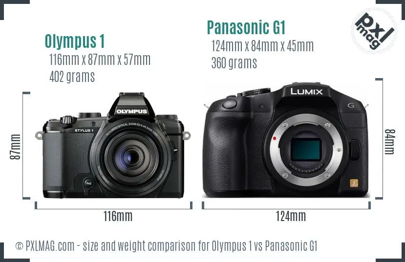 Olympus 1 vs Panasonic G1 size comparison