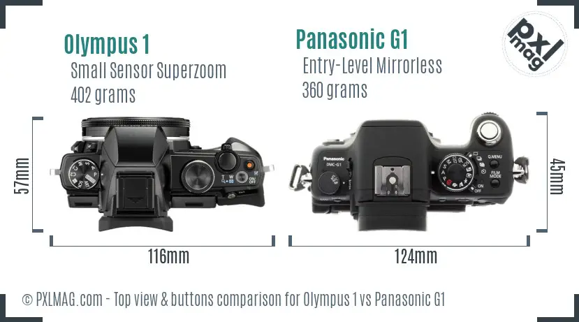 Olympus 1 vs Panasonic G1 top view buttons comparison