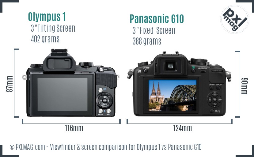 Olympus 1 vs Panasonic G10 Screen and Viewfinder comparison