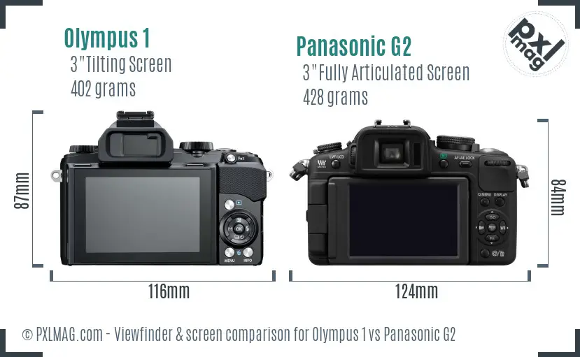 Olympus 1 vs Panasonic G2 Screen and Viewfinder comparison