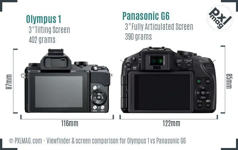Olympus 1 vs Panasonic G6 Screen and Viewfinder comparison
