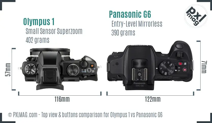 Olympus 1 vs Panasonic G6 top view buttons comparison