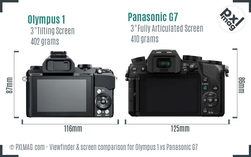 Olympus 1 vs Panasonic G7 Screen and Viewfinder comparison