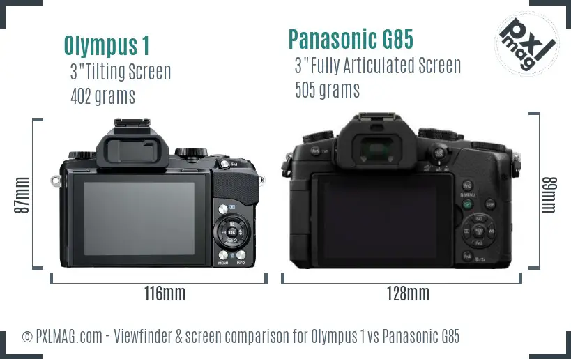 Olympus 1 vs Panasonic G85 Screen and Viewfinder comparison