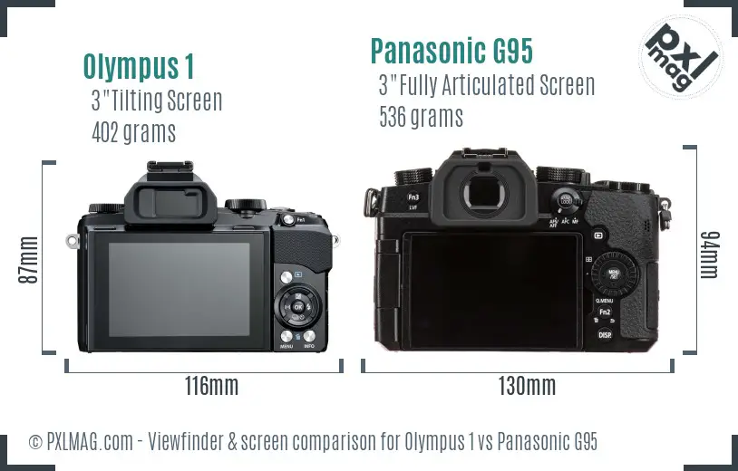 Olympus 1 vs Panasonic G95 Screen and Viewfinder comparison