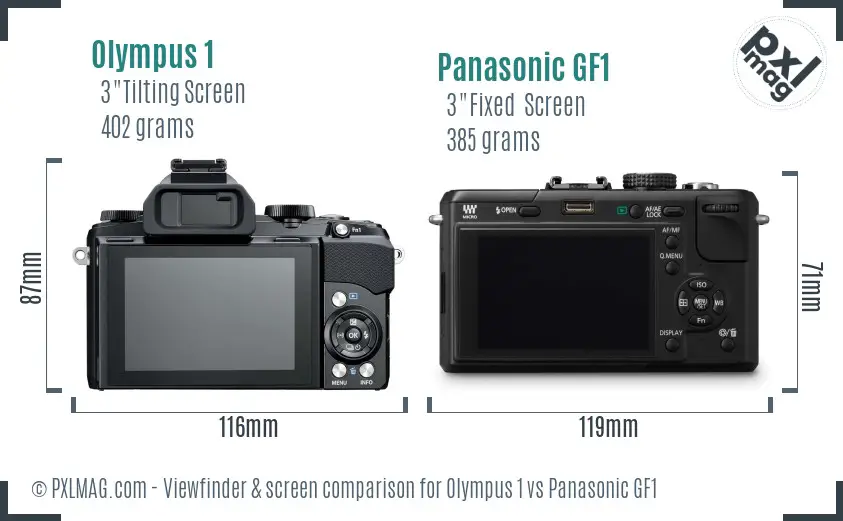 Olympus 1 vs Panasonic GF1 Screen and Viewfinder comparison