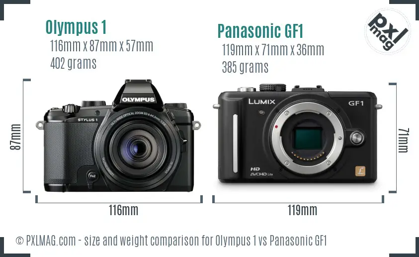 Olympus 1 vs Panasonic GF1 size comparison