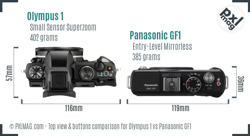 Olympus 1 vs Panasonic GF1 top view buttons comparison