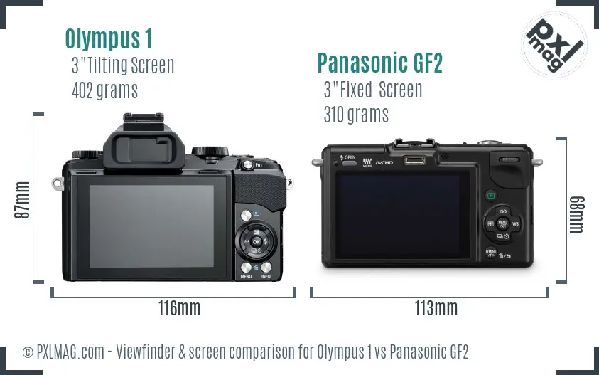 Olympus 1 vs Panasonic GF2 Screen and Viewfinder comparison