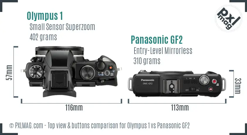 Olympus 1 vs Panasonic GF2 top view buttons comparison