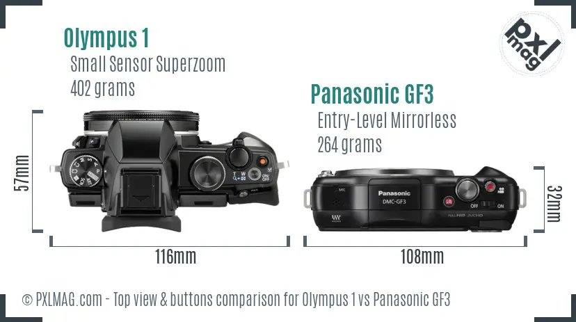 Olympus 1 vs Panasonic GF3 top view buttons comparison