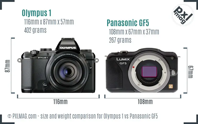 Olympus 1 vs Panasonic GF5 size comparison