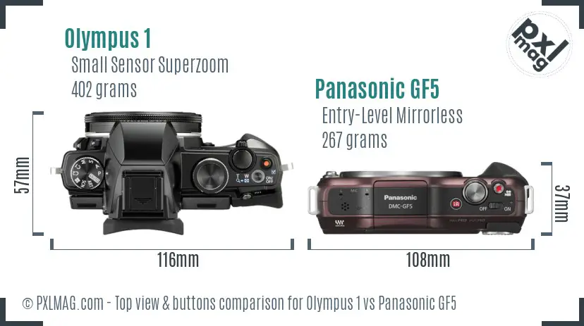 Olympus 1 vs Panasonic GF5 top view buttons comparison