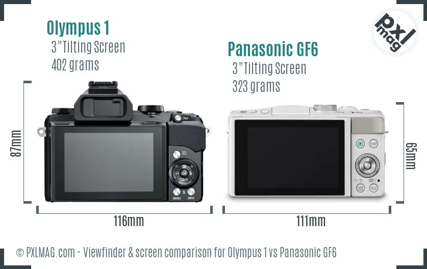 Olympus 1 vs Panasonic GF6 Screen and Viewfinder comparison
