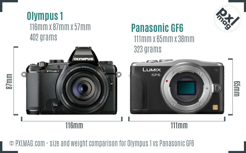 Olympus 1 vs Panasonic GF6 size comparison