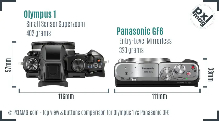 Olympus 1 vs Panasonic GF6 top view buttons comparison