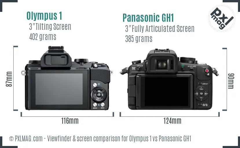 Olympus 1 vs Panasonic GH1 Screen and Viewfinder comparison