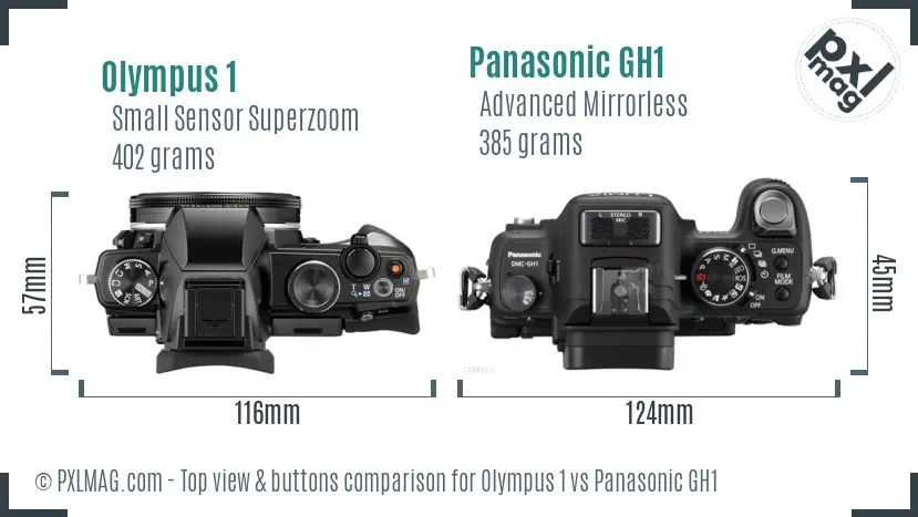 Olympus 1 vs Panasonic GH1 top view buttons comparison