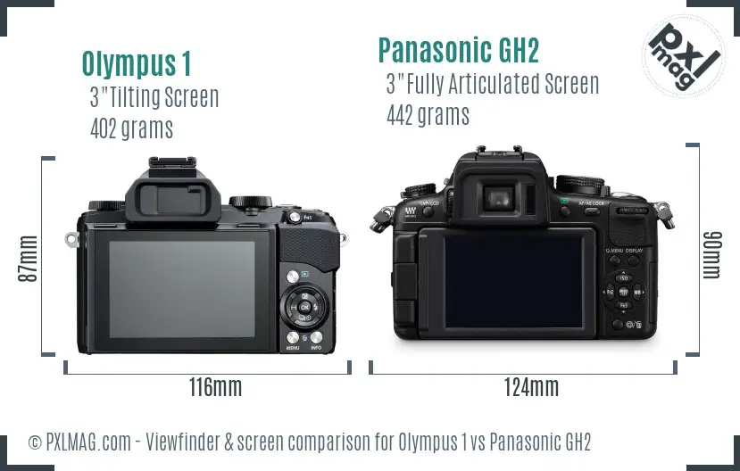 Olympus 1 vs Panasonic GH2 Screen and Viewfinder comparison